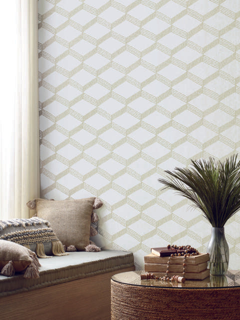 Antonina Vella Palisades Paperweave Beige/White Wallpaper