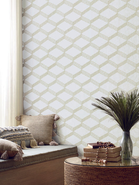 Antonina Vella Palisades Paperweave Beige/White Wallpaper
