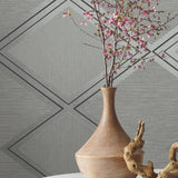 York Diamond Twist Grey & Black Wallpaper