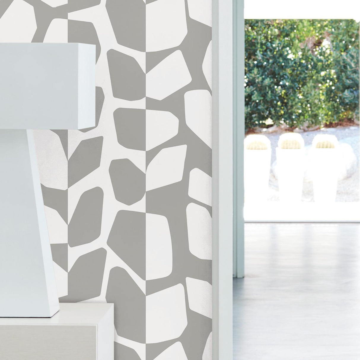 York Primitive Silver Metallic Vines Wallpaper