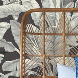 York Banana Leaf Black & White Wallpaper