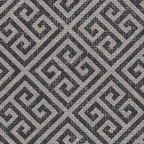 York Grecian Geometric Silver & Black Wallpaper