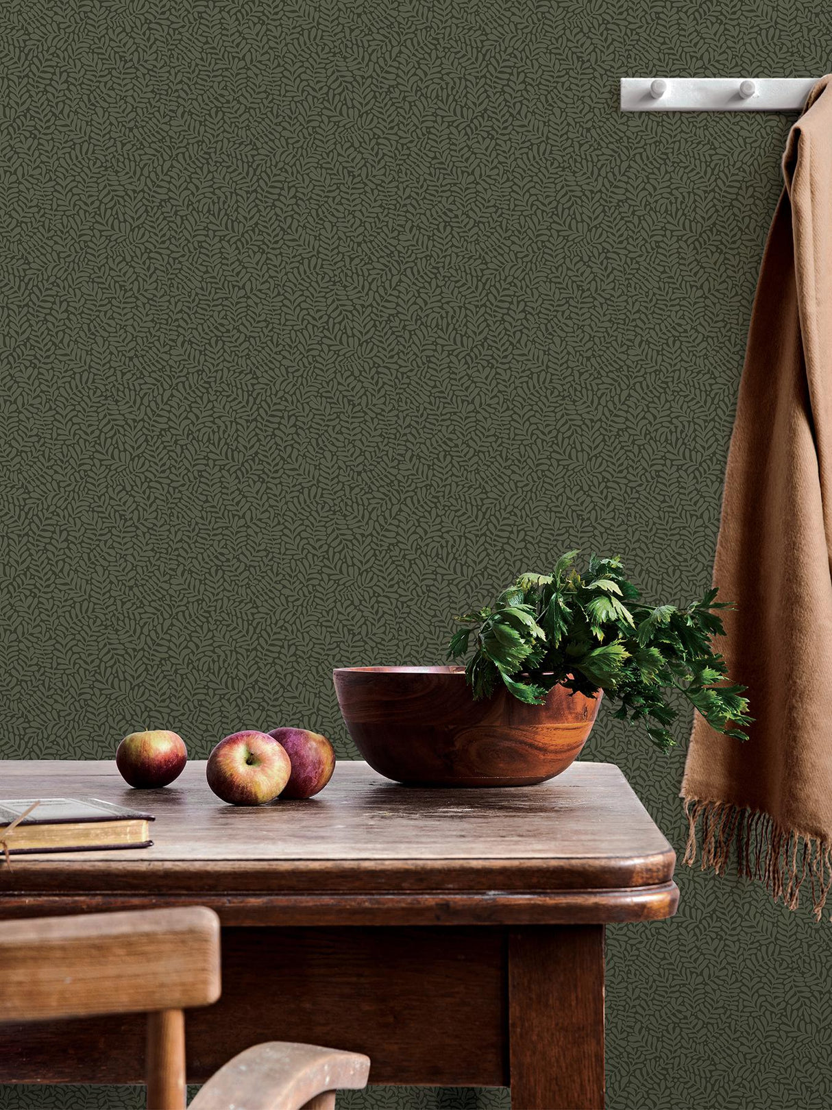A-Street Prints Annelie Leaves Dark Green Wallpaper