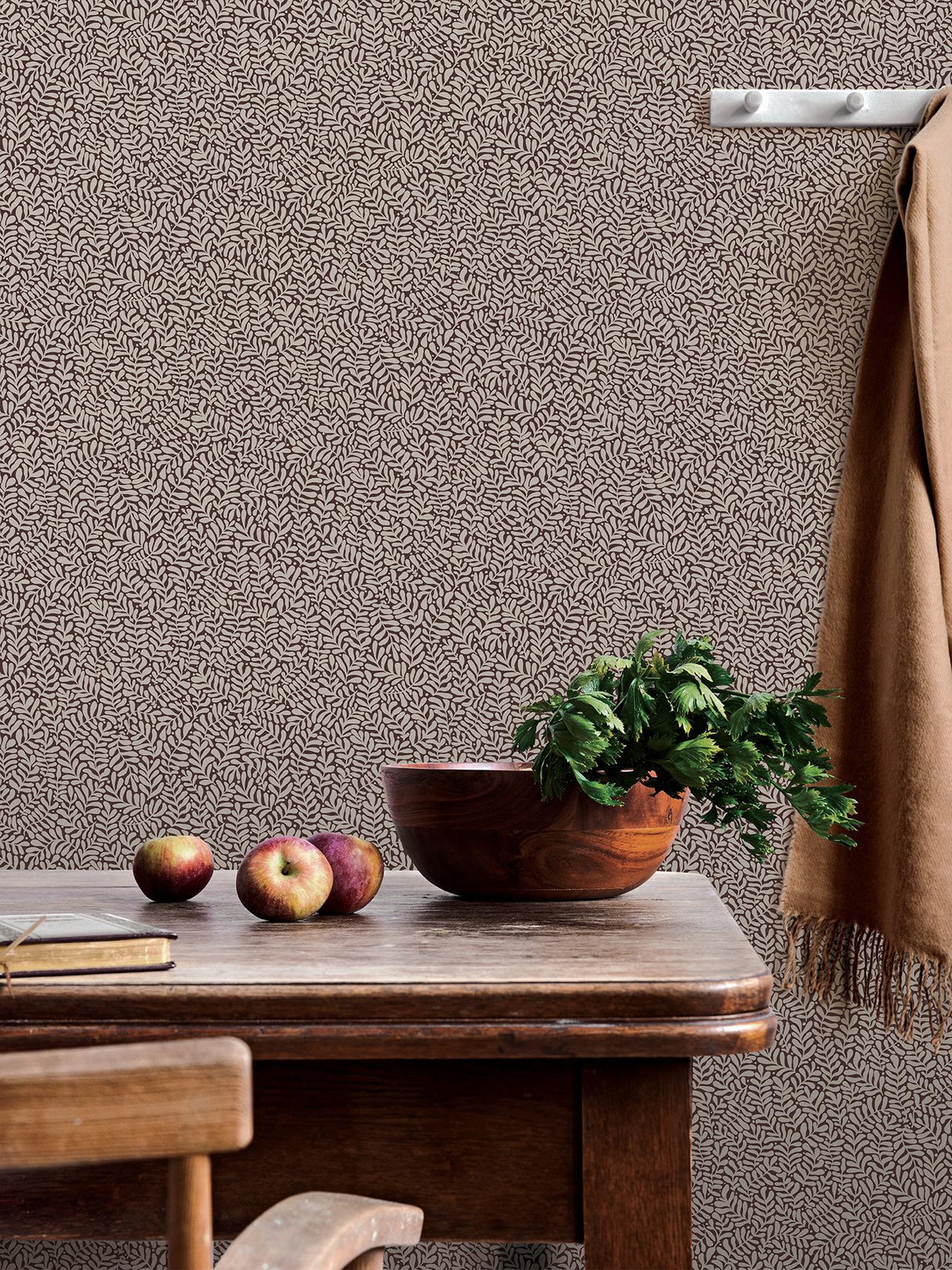 A-Street Prints Annelie Leaves Wine Wallpaper