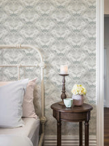 A-Street Prints Klockrike Light Grey Botanical Damask Wallpaper