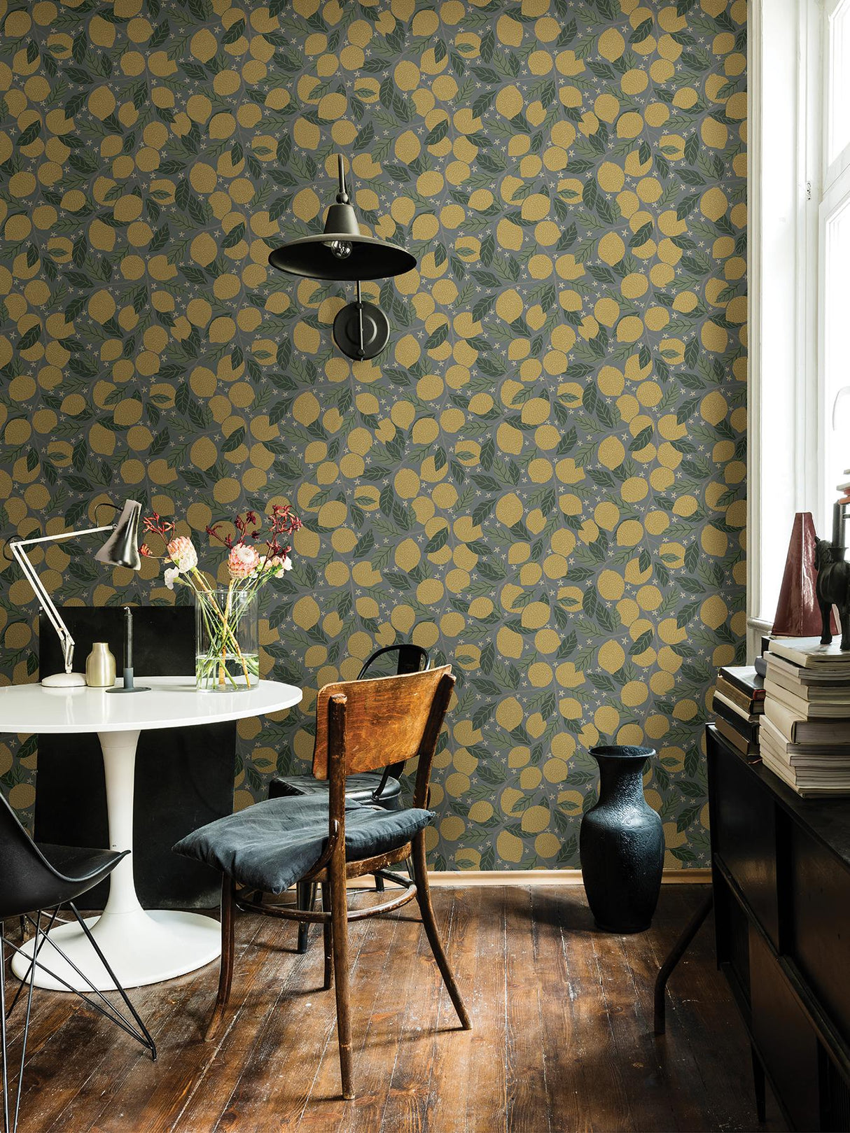 A-Street Prints Annelie Fruit Blue Yellow Wallpaper