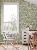 A-Street Prints Annelie Flowers Grey Yellow Wallpaper
