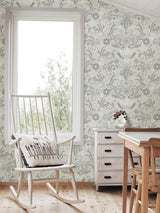 A-Street Prints Ostanskar Light Grey Retro Floral Wallpaper