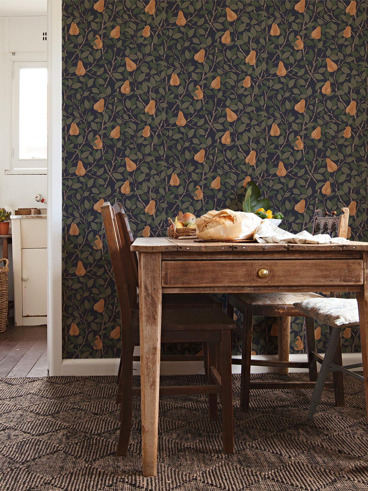 A-Street Prints Pirum Navy Pear Wallpaper