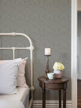 A-Street Prints Rosali Grey Scroll Damask Wallpaper
