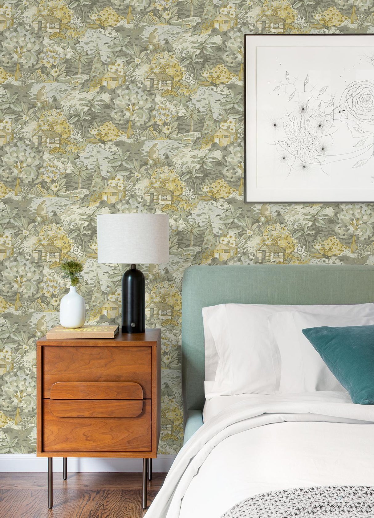Brewster Home Fashions Caroline Et Bettina Caroline Et Bettina Nuwallpaper Flowers Yellow Grey Wallpaper