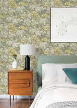 Brewster Home Fashions Caroline Et Bettina Caroline Et Bettina Nuwallpaper Flowers Yellow Grey Wallpaper