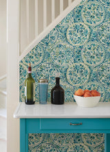 Brewster Home Fashions Caroline Et Bettina Caroline Et Bettina Nuwallpaper Medallions Teal Wallpaper