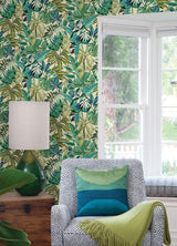 Brewster Home Fashions Caroline Et Bettina Caroline Et Bettina Nuwallpaper Leaves Turquoise Wallpaper