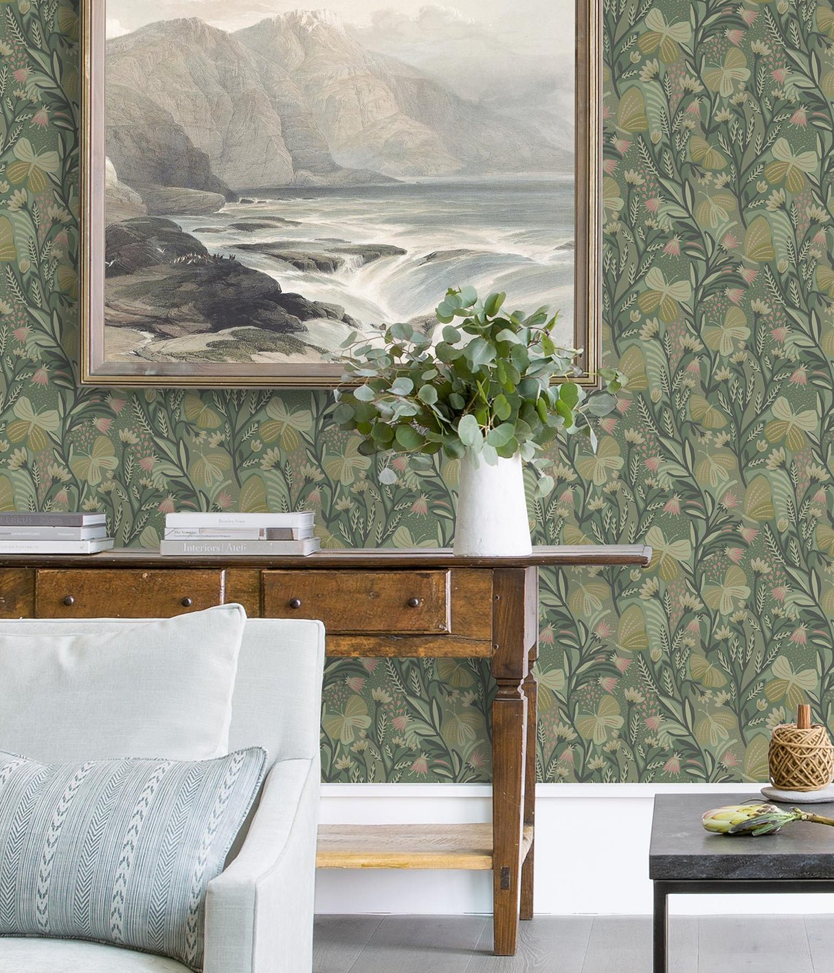 Brewster Home Fashions Pip & Lo Pip & Lo Nuwallpaper Leaves Sage Wallpaper