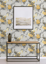 Brewster Home Fashions Brewster Archive Collection Birds Grey/Mustard Wallpaper