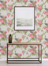 Brewster Home Fashions Brewster Archive Collection Birds Grey/Pink Wallpaper