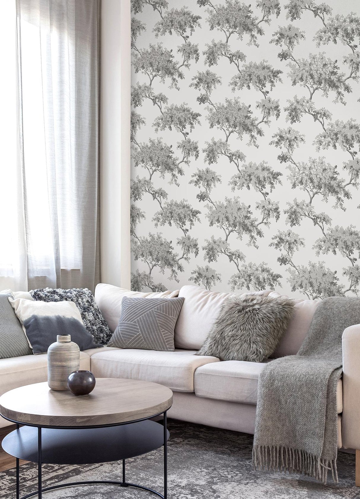 Brewster Home Fashions Brewster Archive Collection Trees Grey Wallpaper
