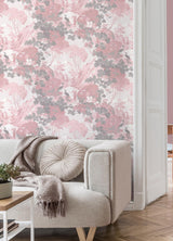 Brewster Home Fashions Eden Pink Crane Lagoon Wallpaper