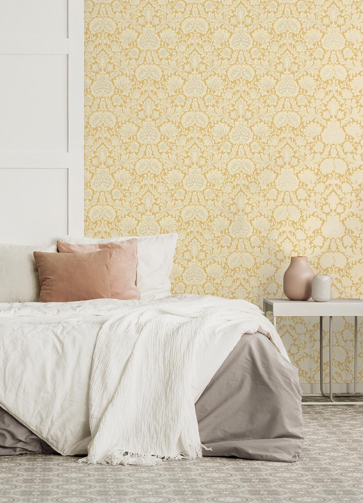 Brewster Home Fashions Brewster Archive Collection Flowers Mustard Wallpaper