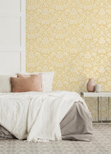 Brewster Home Fashions Brewster Archive Collection Flowers Mustard Wallpaper