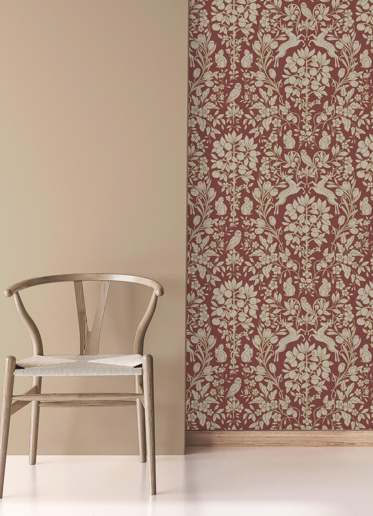 Brewster Home Fashions Brewster Archive Collection Flowers Red/Gold Wallpaper