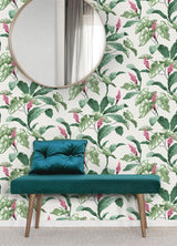 Brewster Home Fashions Meridian Parade Green Tropical Leaves Wallpaper