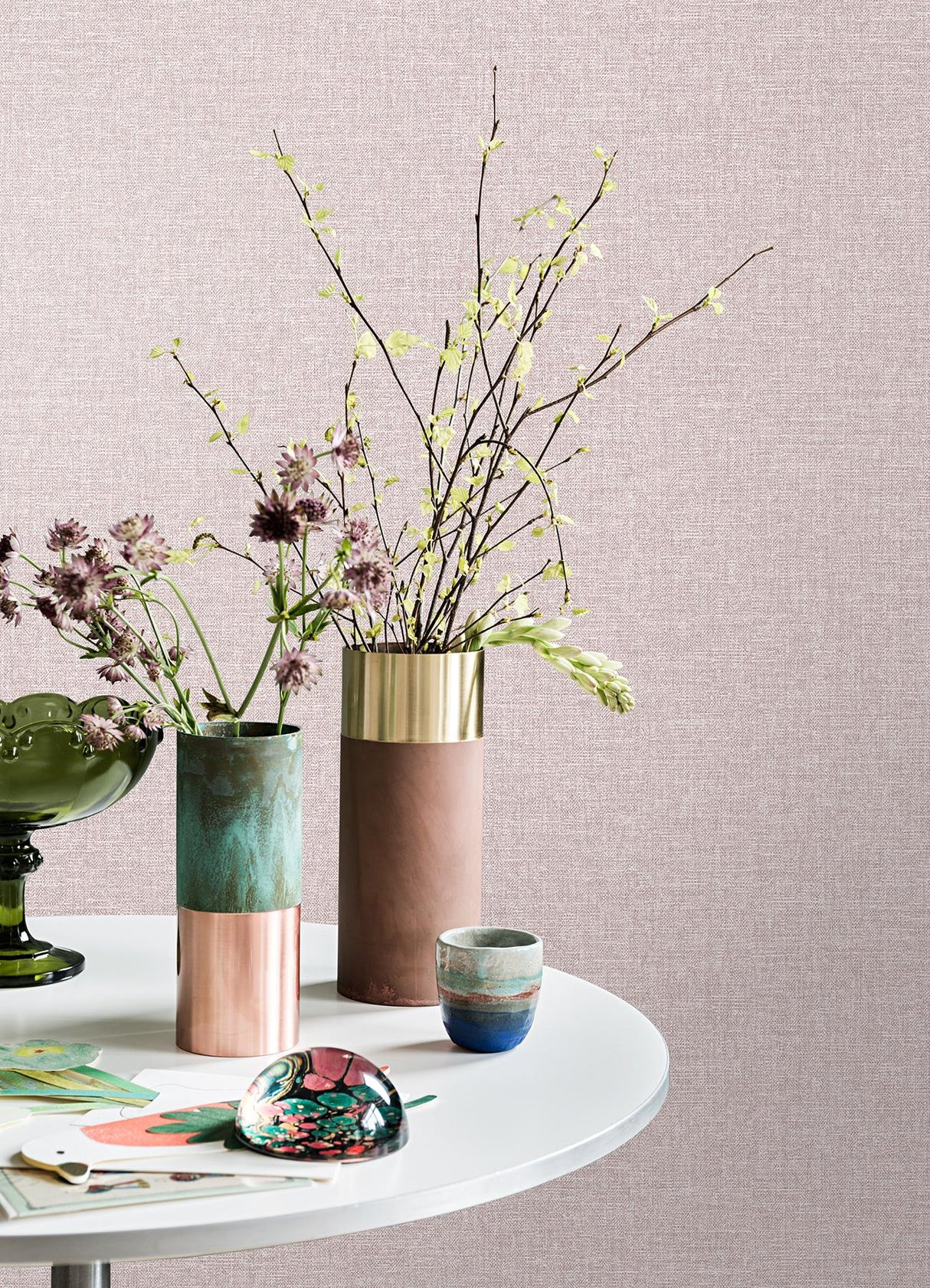 Brewster Home Fashions Glen Pink Linen Wallpaper