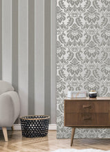 Brewster Home Fashions Brewster Archive Collection Stripes Grey Wallpaper