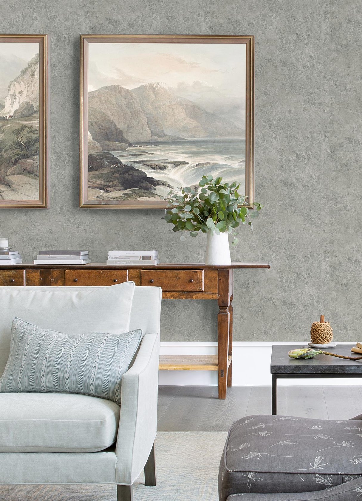 Brewster Home Fashions Sirpi Italian Silk Plaster Effects Pewter Wallpaper