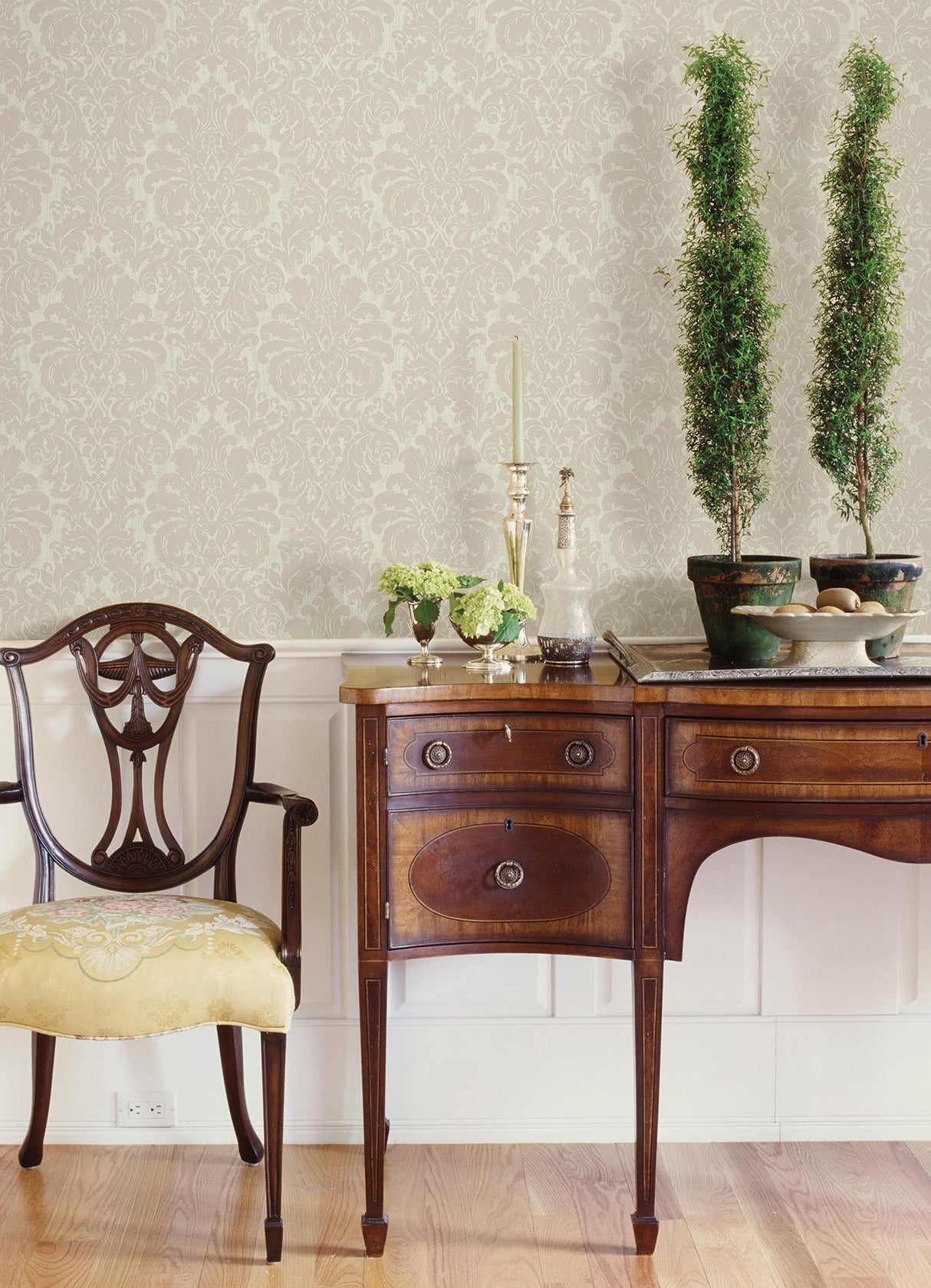 Brewster Home Fashions Betina Cream Damask Wallpaper