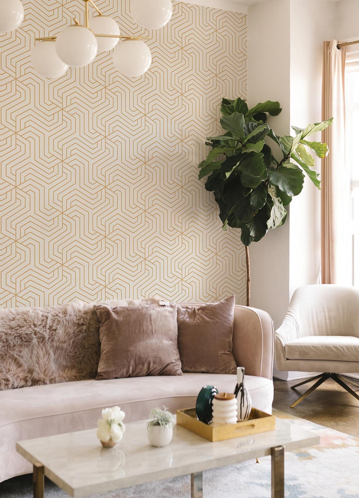 Brewster Home Fashions Rachel Zoe Rachel Zoe Nuwallpaper Geometrics Cream Wallpaper