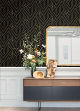 Brewster Home Fashions Rachel Zoe Rachel Zoe Nuwallpaper Geometrics Black Wallpaper