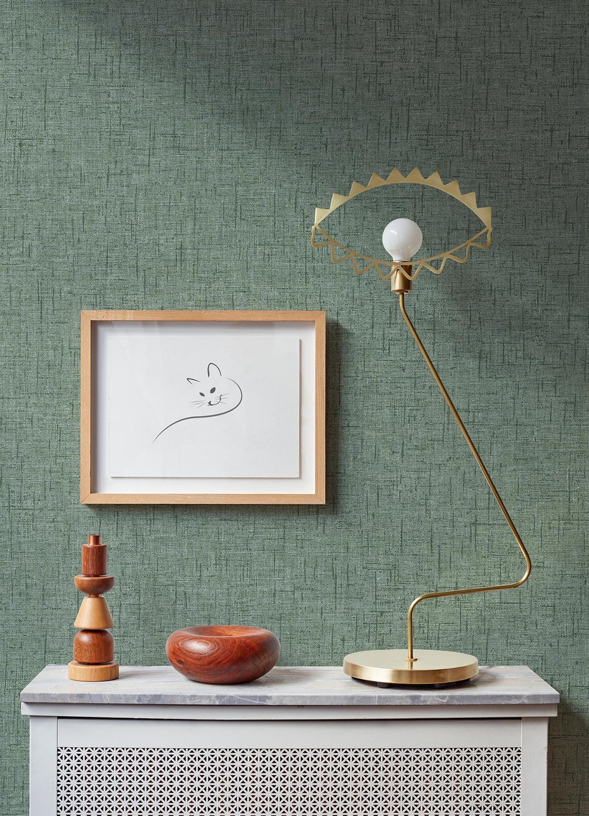 A-Street Prints Bentley Green Faux Linen Wallpaper