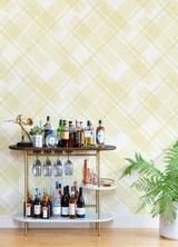 A-Street Prints Zag Yellow Modern Plaid Wallpaper