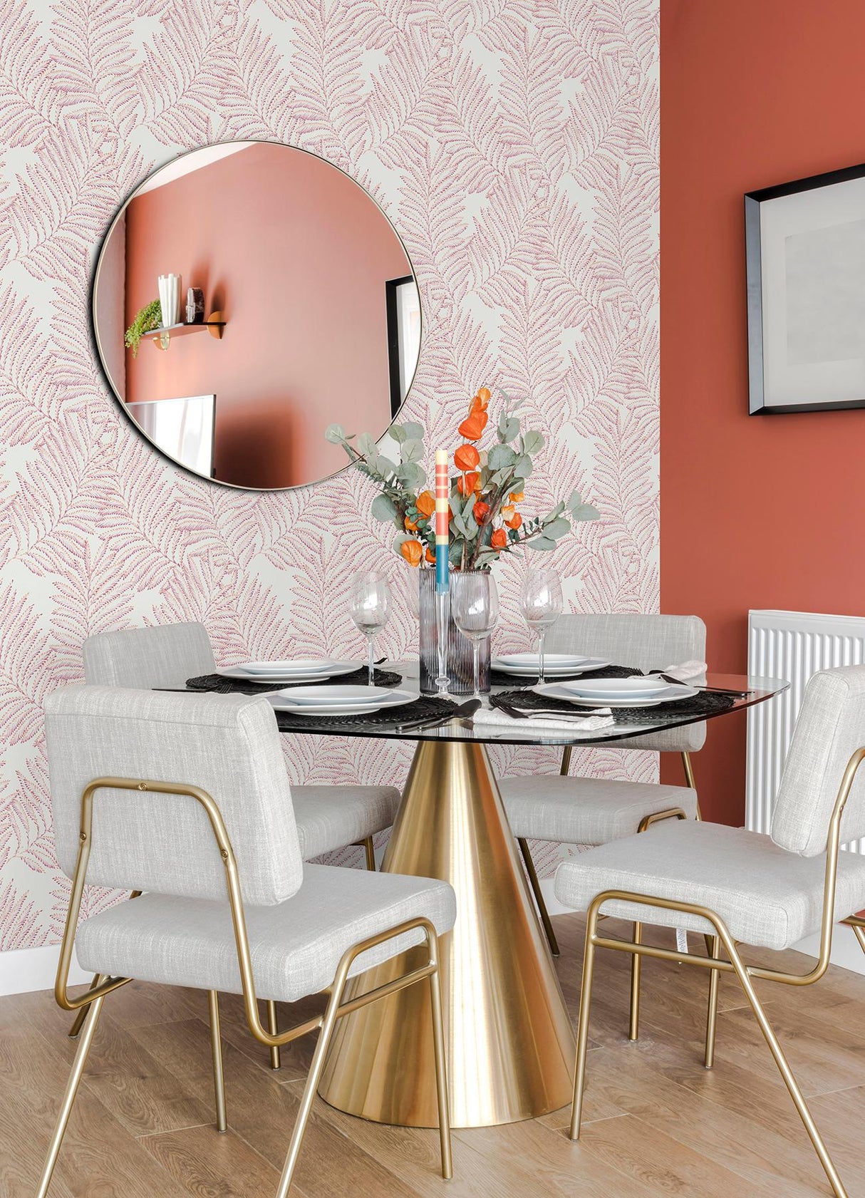 A-Street Prints Finnley Pink Inked Fern Wallpaper