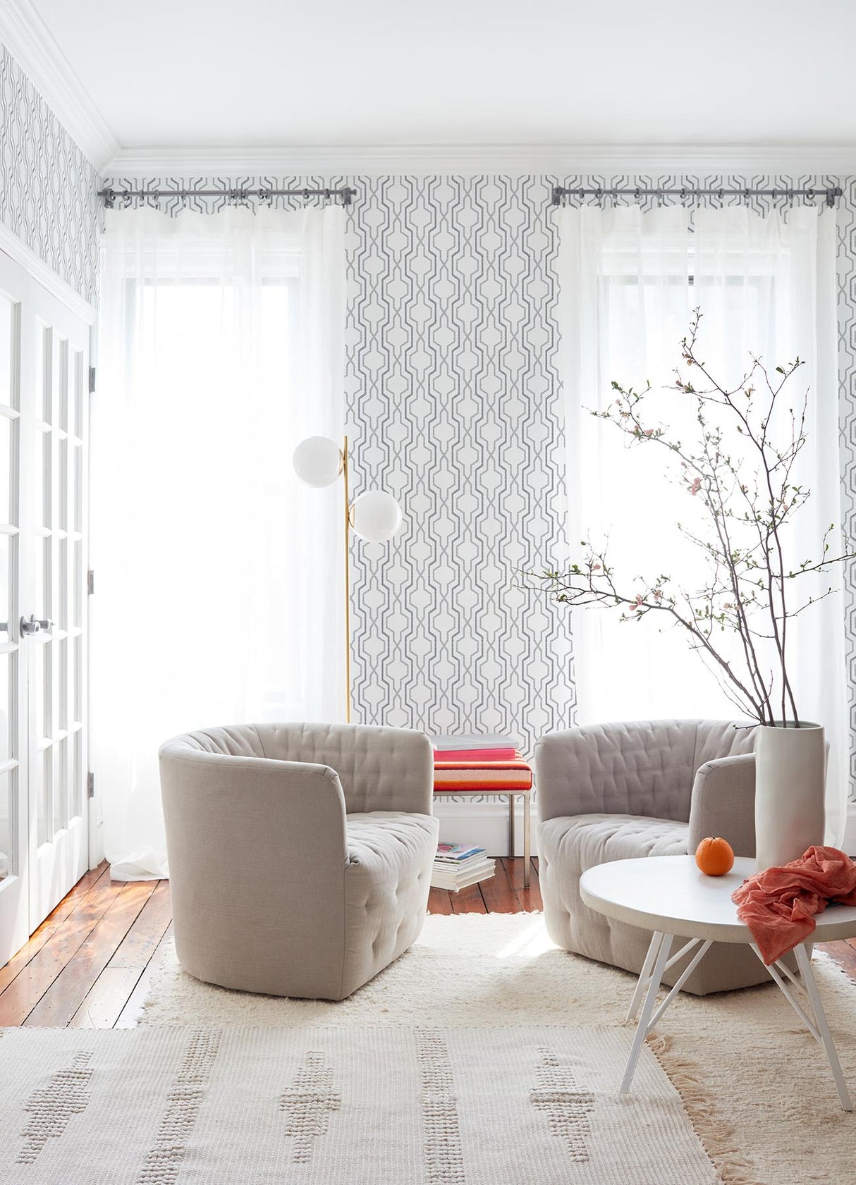A-Street Prints Rion Grey Trellis Wallpaper