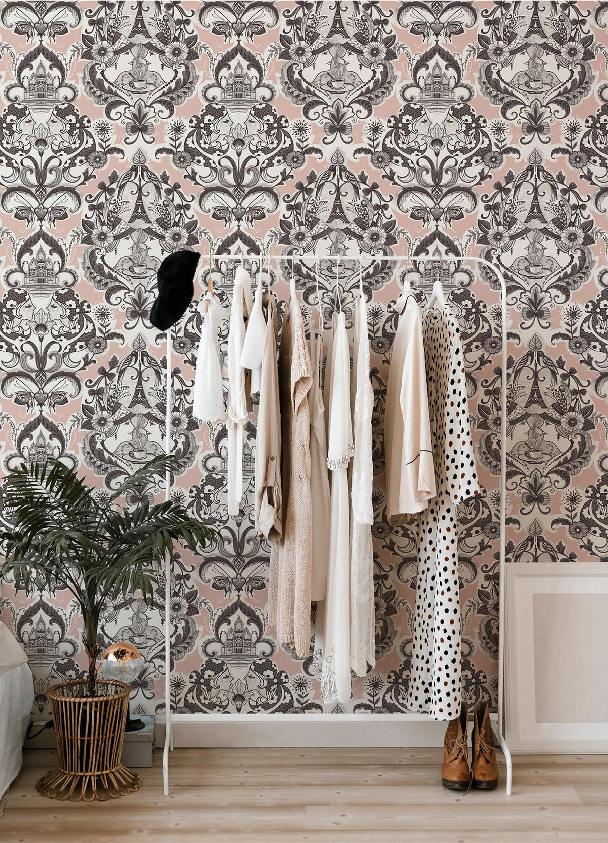 A-Street Prints Sadie Blush Parisian Damask Wallpaper