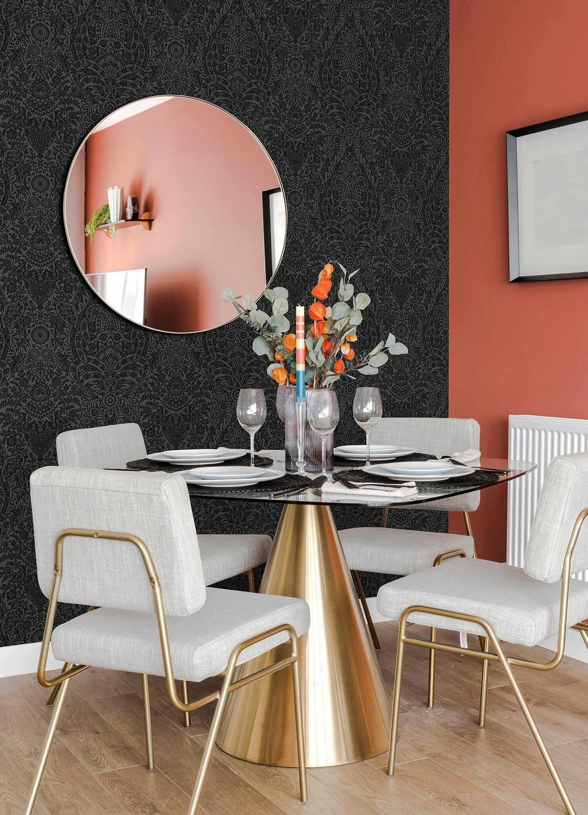 A-Street Prints Daylight Damask Charcoal Wallpaper