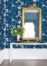 A-Street Prints Daylight Flowers Navy Wallpaper