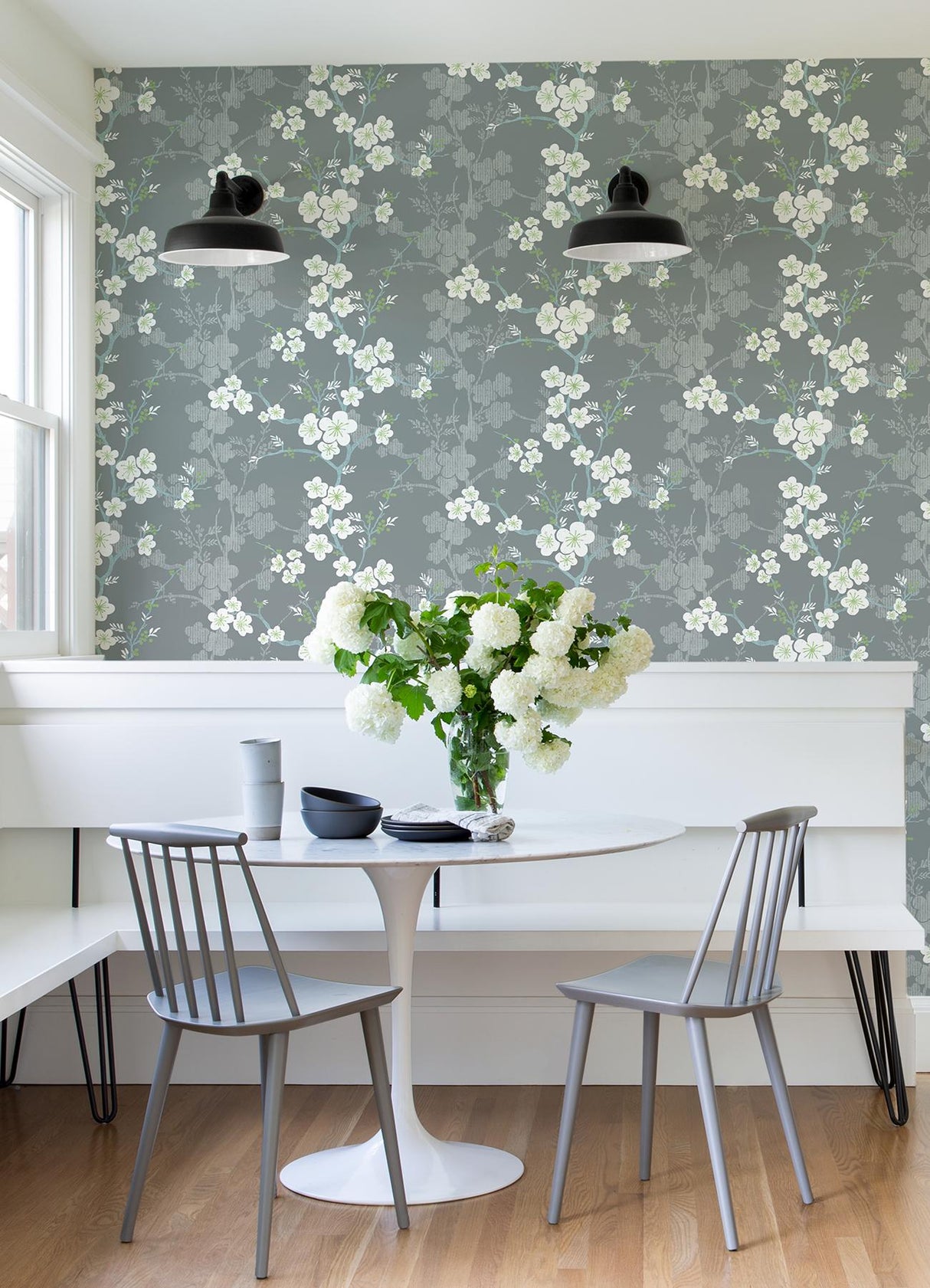 A-Street Prints Nicolette Grey Floral Trail Wallpaper