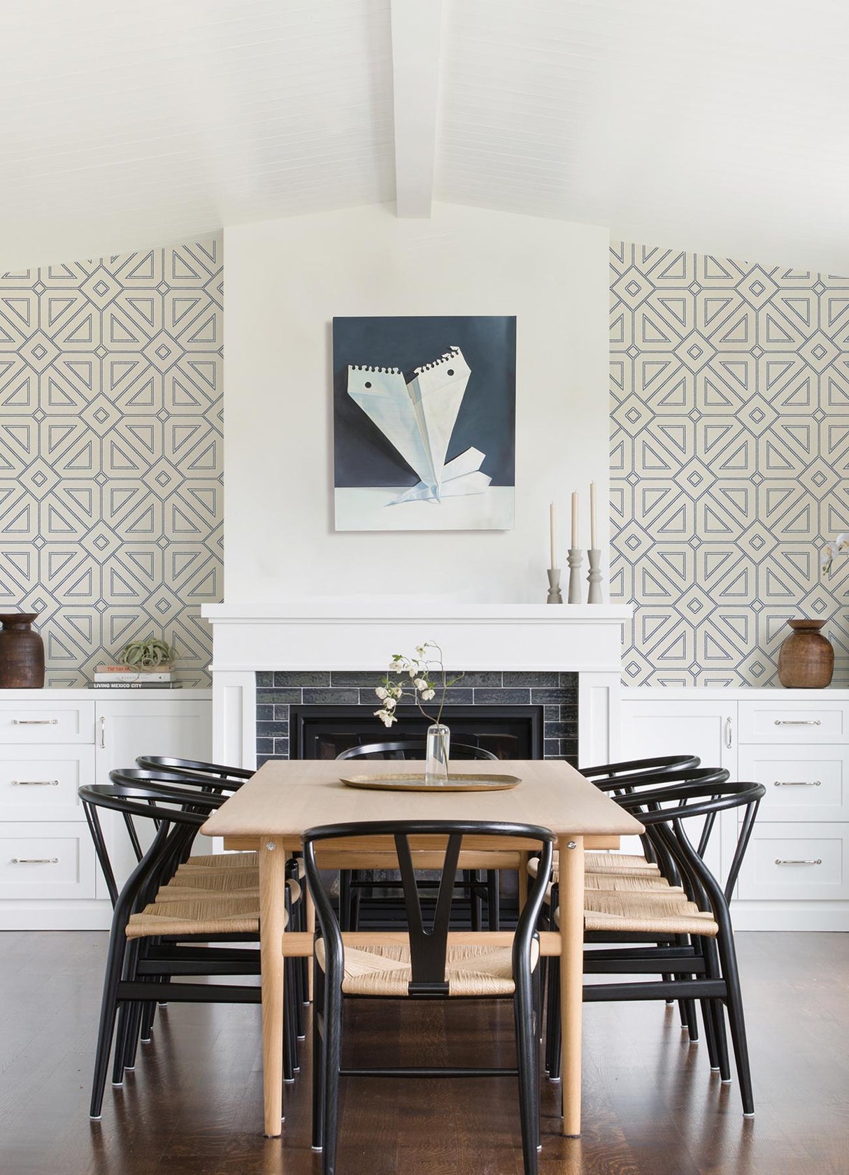 A-Street Prints Voltaire Indigo Beaded Geometric Wallpaper