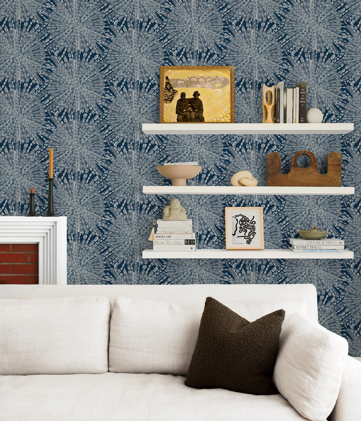 Brewster Home Fashions Lili Whittwhitt Lisa Love Nuwallpaper Geometrics Navy Wallpaper