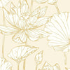 Seabrook Lotus Floral Metallic Gold & Cream Wallpaper
