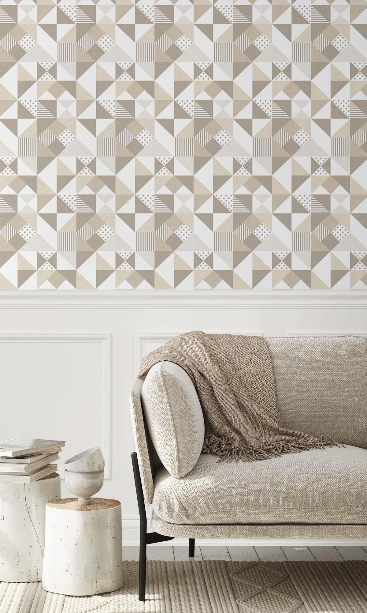 Seabrook Lozenge Geometric Latte & Dorian Grey Wallpaper