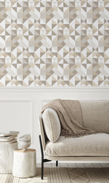 Seabrook Lozenge Geometric Latte & Dorian Grey Wallpaper