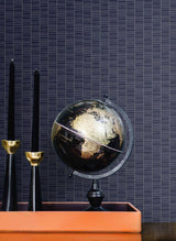 Seabrook Deco Spliced Stripe Denim Blue Wallpaper