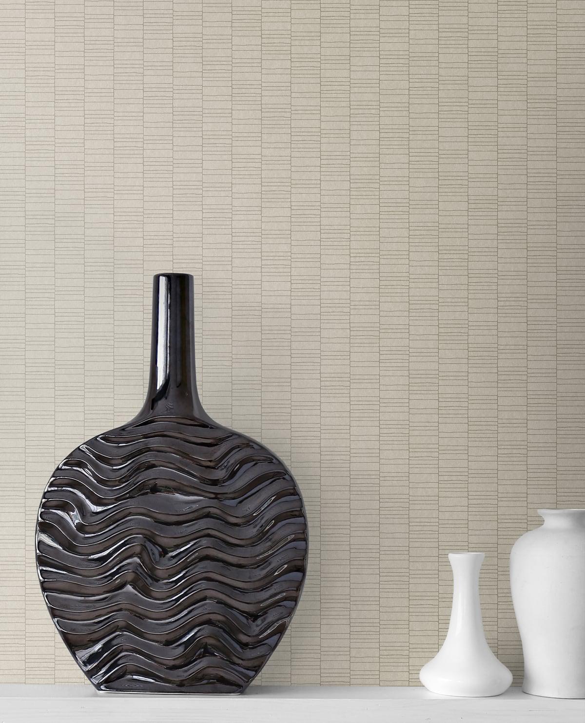 Seabrook Deco Spliced Stripe Dove Wallpaper