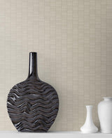 Seabrook Deco Spliced Stripe Dove Wallpaper