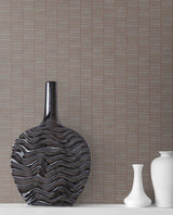 Seabrook Deco Spliced Stripe Graphite & Terra Cotta Wallpaper